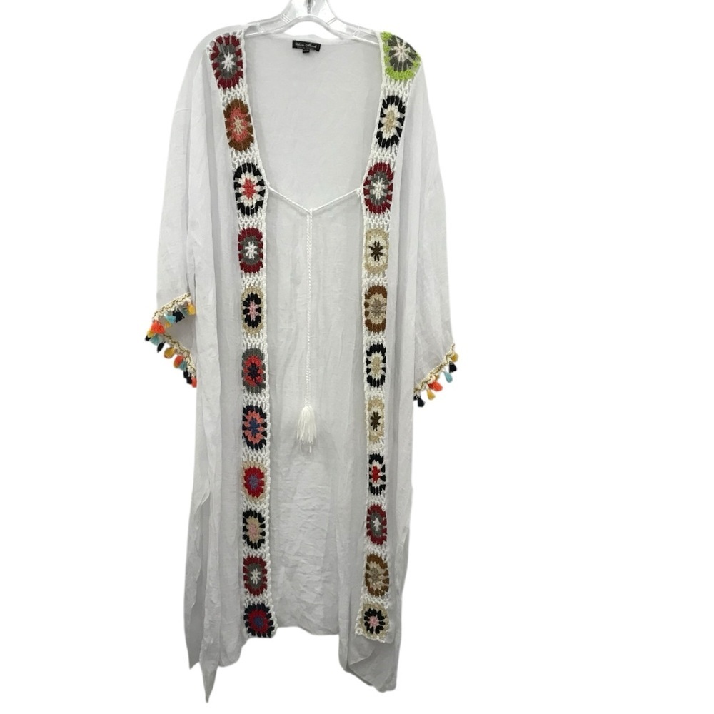 White Mark Plus Size Crochet Kimono Cover Up Cottagecore Boho